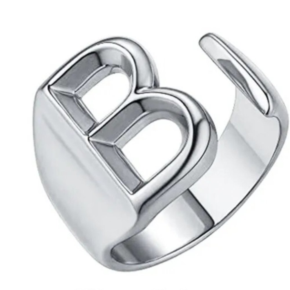 Letter Initial "B" Adjustable Ring